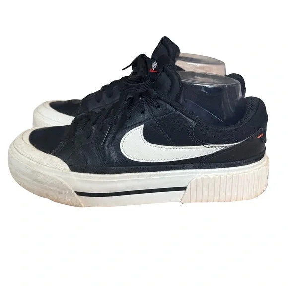 Nike Court Legacy Lift Sneakers Womens 7 Black White Platform Streetwear - Picture 2 of 6